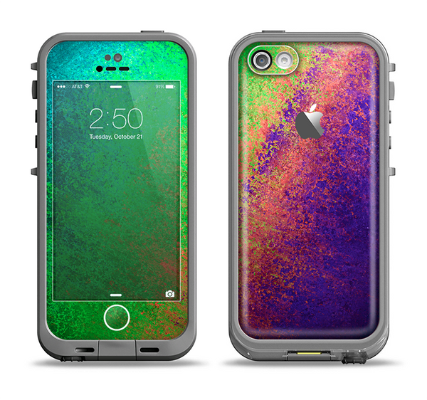 The Vivid Neon Colored Texture Apple iPhone 5c LifeProof Fre Case Skin Set