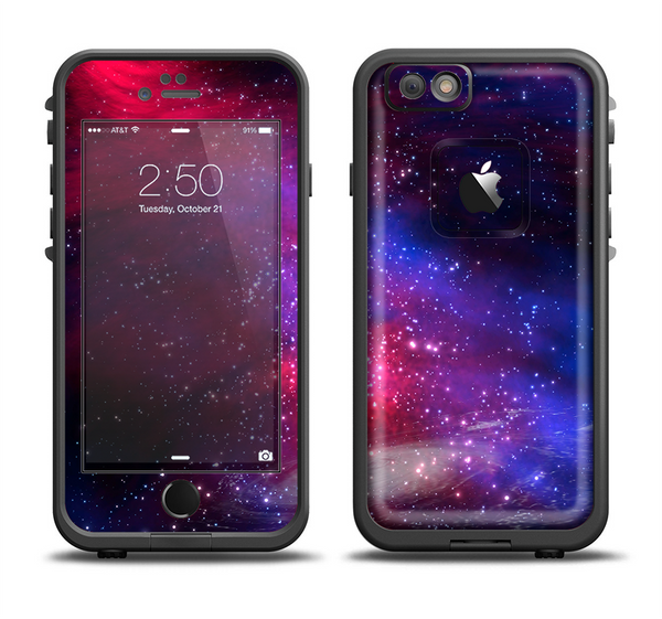 The Vivid Pink Galaxy Lights Apple iPhone 6 LifeProof Fre Case Skin Set