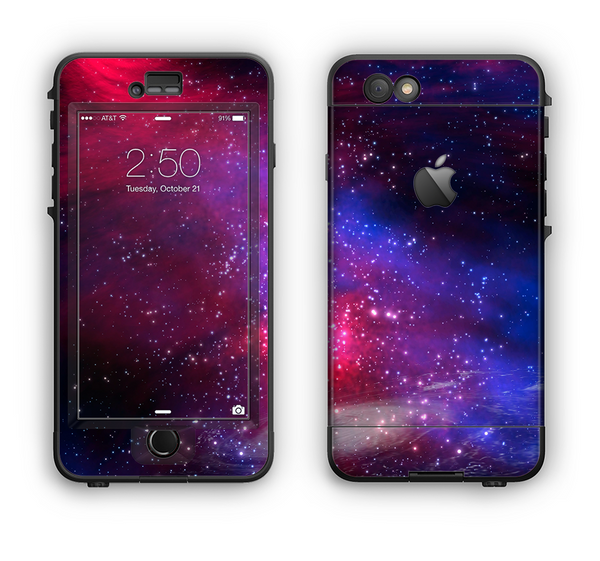The Vivid Pink Galaxy Lights Apple iPhone 6 LifeProof Nuud Case Skin Set