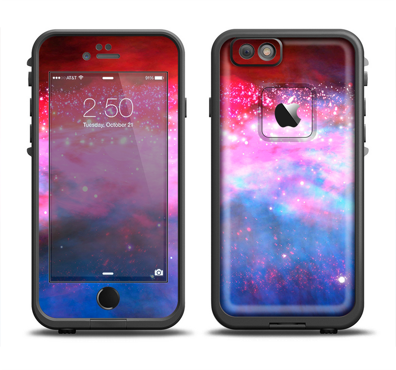 The Vivid Pink and Blue Space Apple iPhone 6/6s Plus LifeProof Fre Case Skin Set