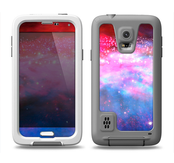 The Vivid Pink and Blue Space Samsung Galaxy S5 LifeProof Fre Case Skin Set
