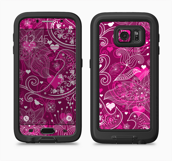 The Vivid Pink and White Paisley Birds Full Body Samsung Galaxy S6 LifeProof Fre Case Skin Kit