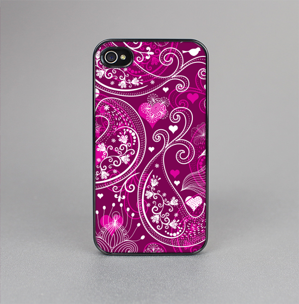 The Vivid Pink and White Paisley Birds Skin-Sert for the Apple iPhone 4-4s Skin-Sert Case