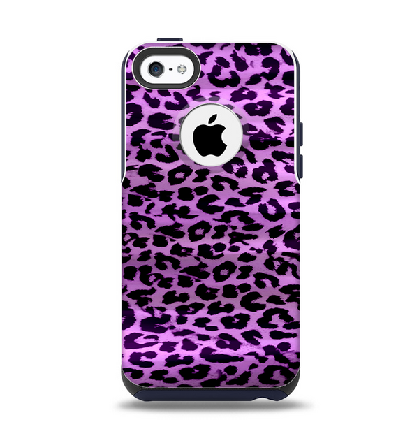 The Vivid Purple Leopard Print Apple iPhone 5c Otterbox Commuter Case Skin Set