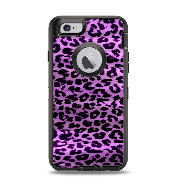 The Vivid Purple Leopard Print Apple iPhone 6 Otterbox Defender Case Skin Set