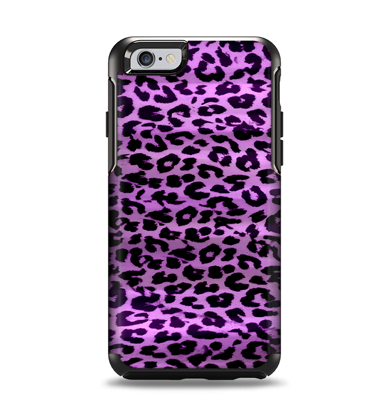 The Vivid Purple Leopard Print Apple iPhone 6 Otterbox Symmetry Case Skin Set