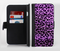 The Vivid Purple Leopard Print Ink-Fuzed Leather Folding Wallet Credit-Card Case for the Apple iPhone 6/6s, 6/6s Plus, 5/5s and 5c