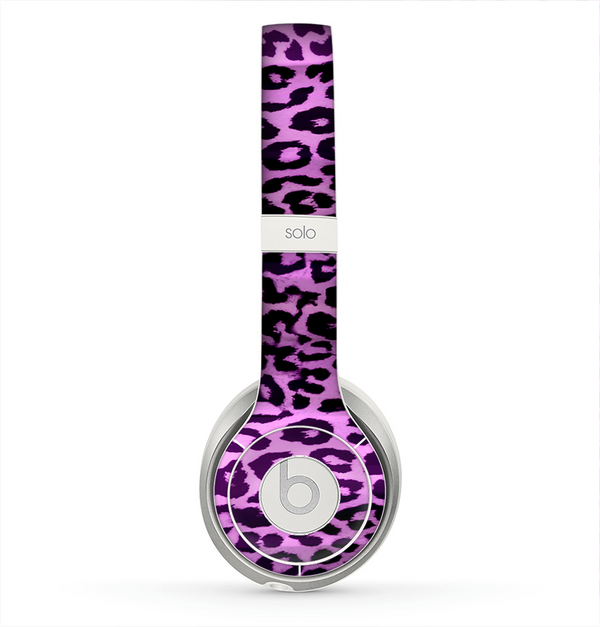 The Vivid Purple Leopard Print Skin for the Beats by Dre Solo 2 Headphones