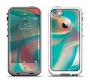 The Vivid Turquoise 3D Wave Pattern Apple iPhone 5-5s LifeProof Fre Case Skin Set