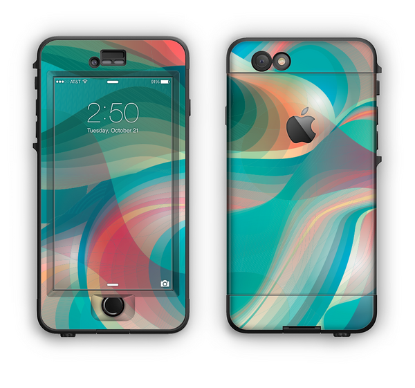 The Vivid Turquoise 3D Wave Pattern Apple iPhone 6 LifeProof Nuud Case Skin Set