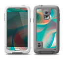 The Vivid Turquoise 3D Wave Pattern Samsung Galaxy S5 LifeProof Fre Case Skin Set