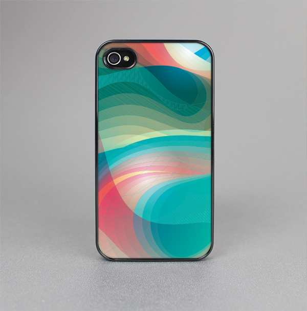 The Vivid Turquoise 3D Wave Pattern Skin-Sert for the Apple iPhone 4-4s Skin-Sert Case