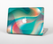 The Vivid Turquoise 3D Wave Pattern Skin Set for the Apple MacBook Pro 15" with Retina Display