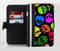 The Vivid Vector Neon Skulls Ink-Fuzed Leather Folding Wallet Credit-Card Case for the Apple iPhone 6/6s, 6/6s Plus, 5/5s and 5c