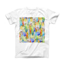 The Vivid Watercolor Feather Overlay ink-Fuzed Front Spot Graphic Unisex Soft-Fitted Tee Shirt