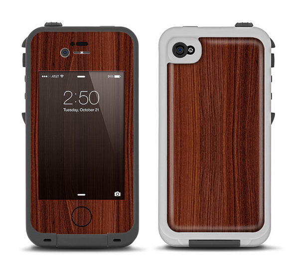 The Walnut WoodGrain V3 Apple iPhone 4-4s LifeProof Fre Case Skin Set