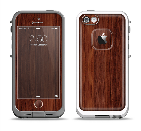 The Walnut WoodGrain V3 Apple iPhone 5-5s LifeProof Fre Case Skin Set