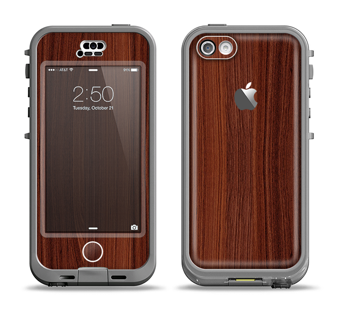 The Walnut WoodGrain V3 Apple iPhone 5c LifeProof Nuud Case Skin Set