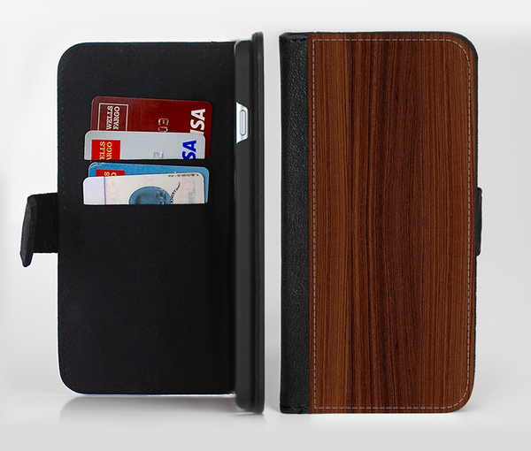 The Walnut WoodGrain V3 Ink-Fuzed Leather Folding Wallet Credit-Card Case for the Apple iPhone 6/6s, 6/6s Plus, 5/5s and 5c