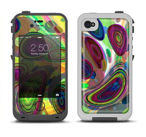 The Warped Colorful Layer-Circles Apple iPhone 4-4s LifeProof Fre Case Skin Set