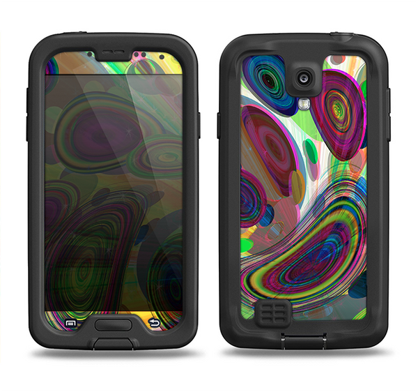 The Warped Colorful Layer-Circles Samsung Galaxy S4 LifeProof Nuud Case Skin Set