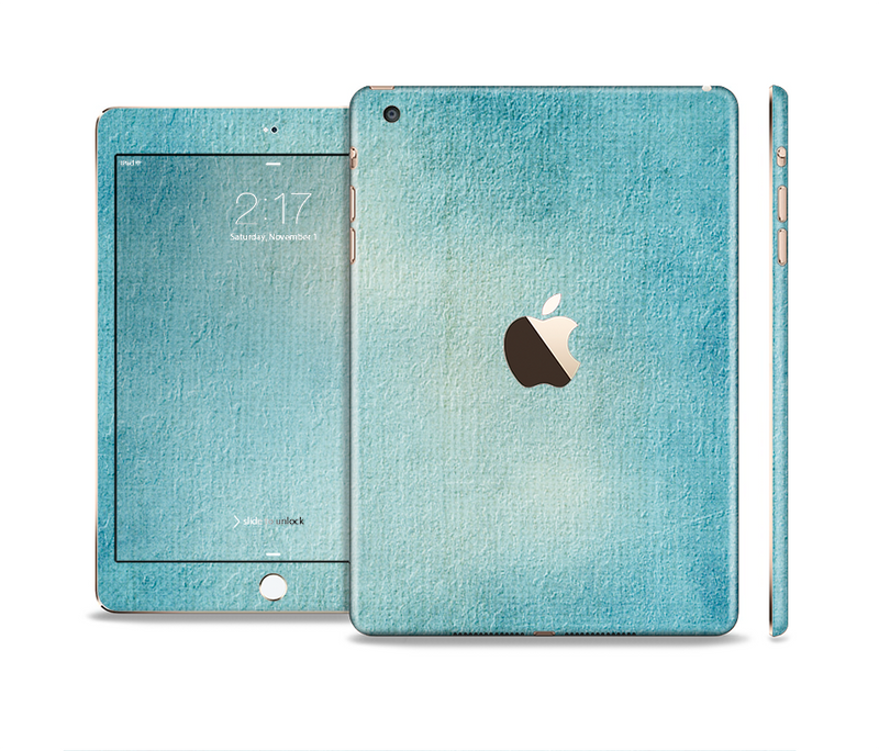 The WaterColor Blue Texture Panel Full Body Skin Set for the Apple iPad Mini 3