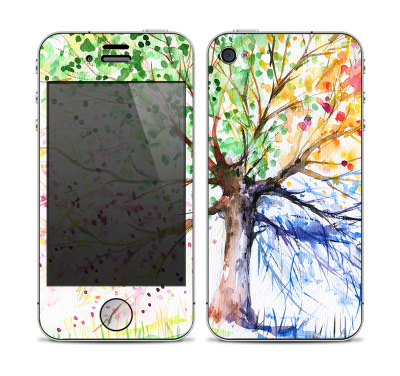 The WaterColor Vivid Tree Skin for the Apple iPhone 4-4s