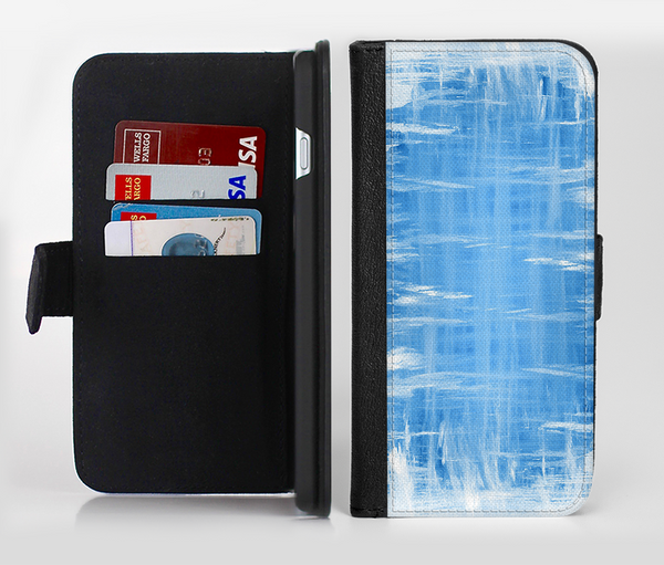 The Water Color Ice Window Ink-Fuzed Leather Folding Wallet Credit-Card Case for the Apple iPhone 6/6s, 6/6s Plus, 5/5s and 5c