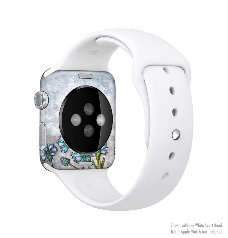 The Watercolor Blue Vintage Flowers Full-Body Skin Kit for the Apple Watch