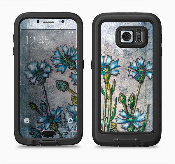 The Watercolor Blue Vintage Flowers Full Body Samsung Galaxy S6 LifeProof Fre Case Skin Kit
