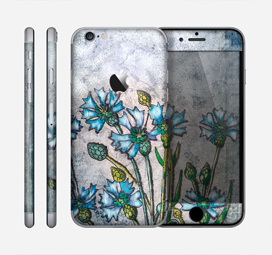 The Watercolor Blue Vintage Flowers Skin for the Apple iPhone 6