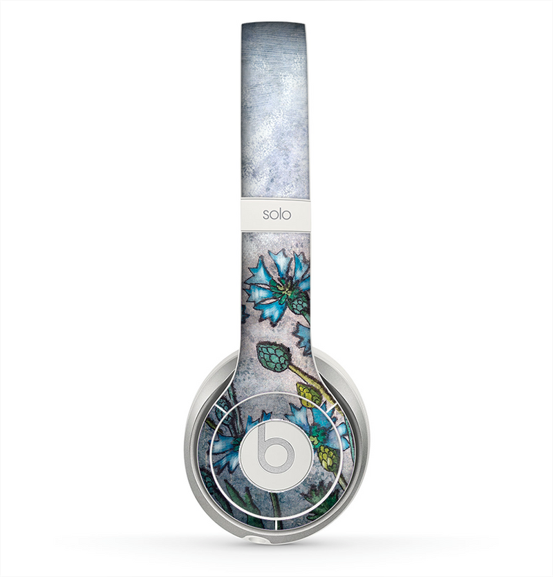 The Watercolor Blue Vintage Flowers Skin for the Beats by Dre Solo 2 Headphones