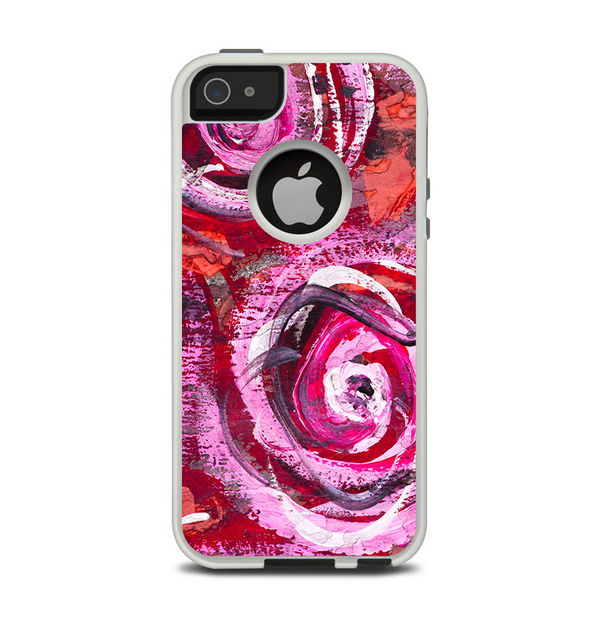 The Watercolor Bright Pink Floral Apple iPhone 5-5s Otterbox Commuter Case Skin Set
