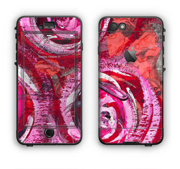 The Watercolor Bright Pink Floral Apple iPhone 6 LifeProof Nuud Case Skin Set
