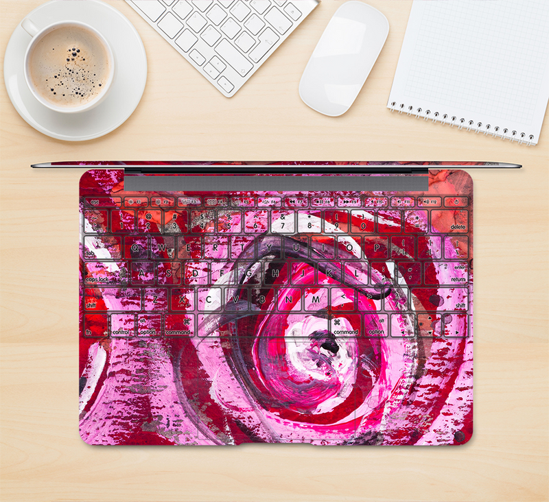 The Watercolor Bright Pink Floral Skin Kit for the 12" Apple MacBook (A1534)