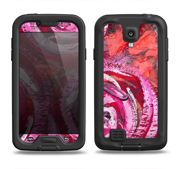 The Watercolor Bright Pink Floral Samsung Galaxy S4 LifeProof Nuud Case Skin Set