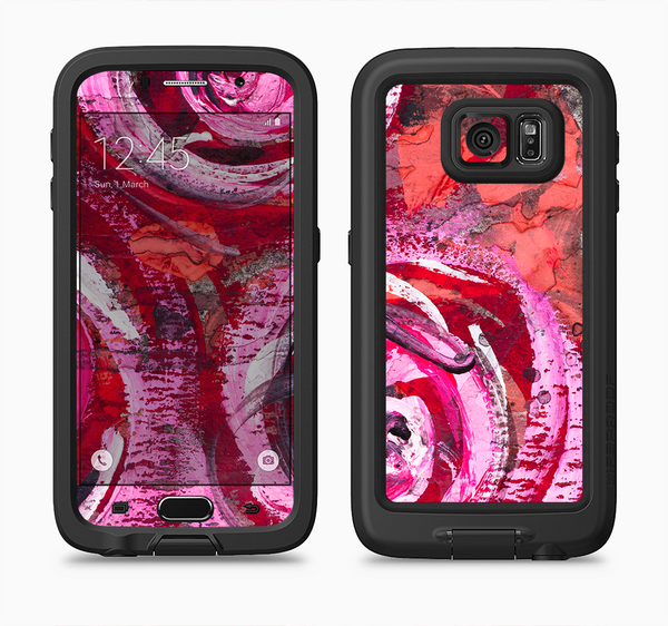 The Watercolor Bright Pink Floral Full Body Samsung Galaxy S6 LifeProof Fre Case Skin Kit