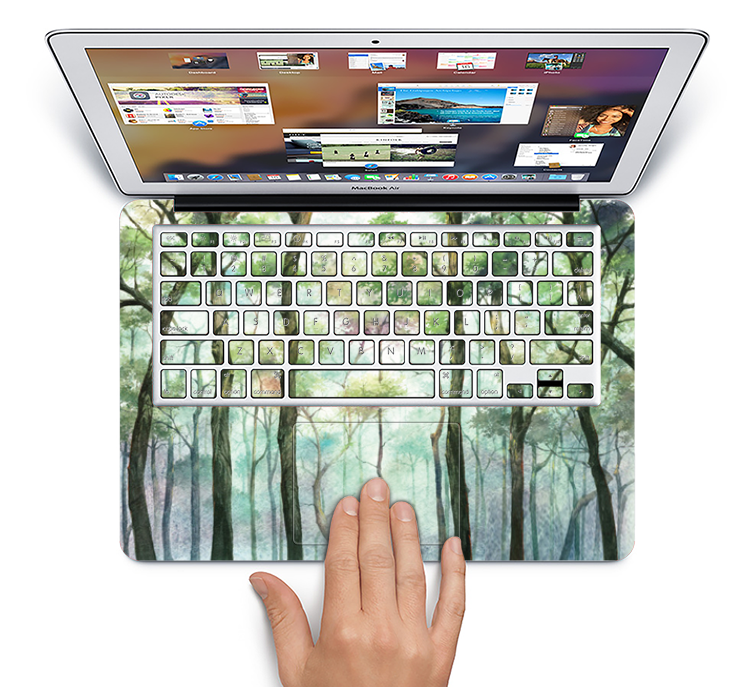 The Watercolor Glowing Sky Forrest Skin Set for the Apple MacBook Pro 15" with Retina Display