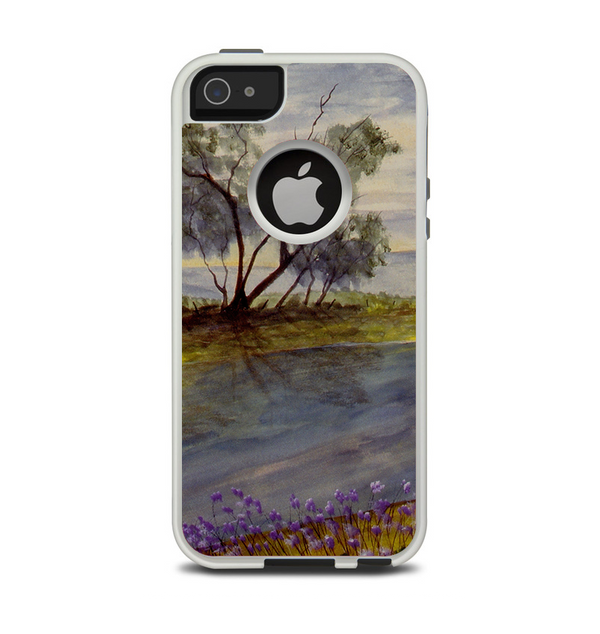 The Watercolor River Scenery Apple iPhone 5-5s Otterbox Commuter Case Skin Set