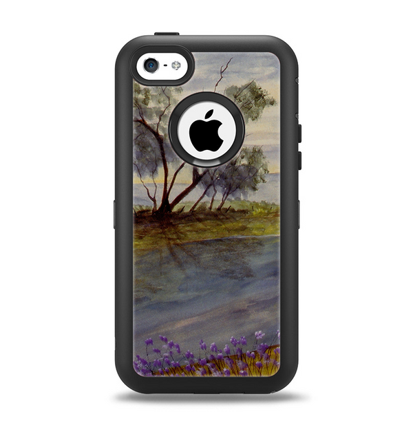 The Watercolor River Scenery Apple iPhone 5c Otterbox Defender Case Skin Set