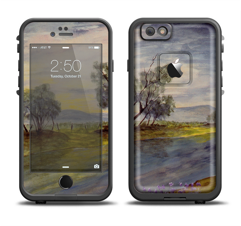 The Watercolor River Scenery Apple iPhone 6 LifeProof Fre Case Skin Set