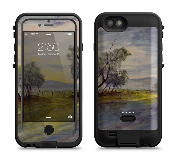 The Watercolor River Scenery Apple iPhone 6/6s LifeProof Fre POWER Case Skin Set
