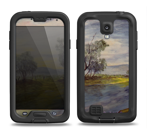 The Watercolor River Scenery Samsung Galaxy S4 LifeProof Nuud Case Skin Set