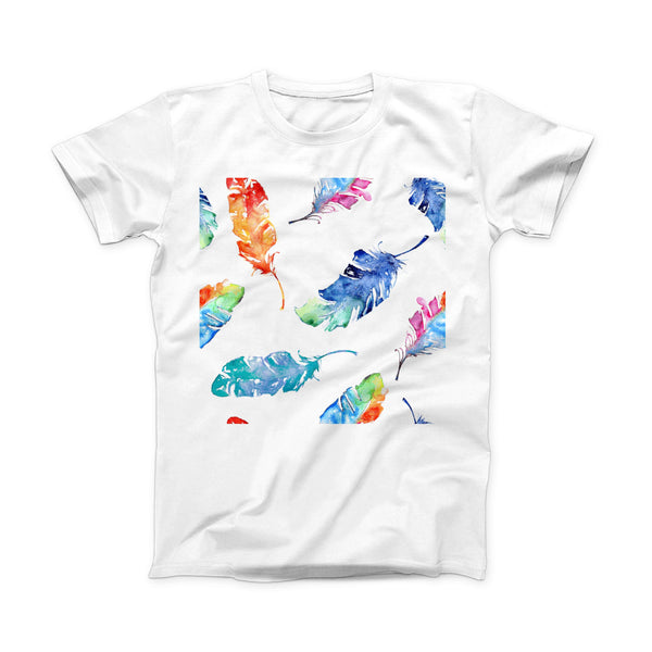 The Watercolour Feather Floats ink-Fuzed Front Spot Graphic Unisex Soft-Fitted Tee Shirt