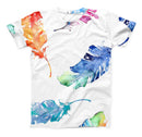 The Watercolour Feather Floats ink-Fuzed Unisex All Over Full-Printed Fitted Tee Shirt