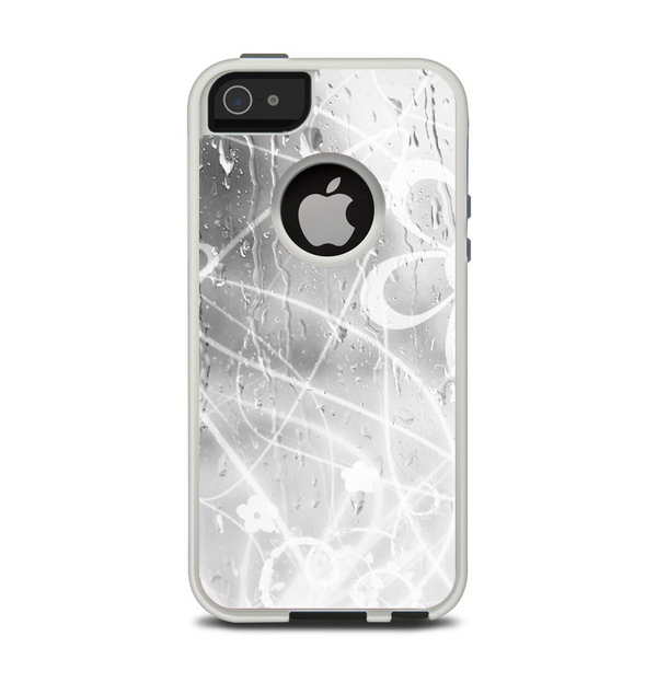 The Watered Floral Glass Apple iPhone 5-5s Otterbox Commuter Case Skin Set