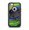 The Watered Neon Peacock Feather Apple iPhone 5c Otterbox Defender Case Skin Set