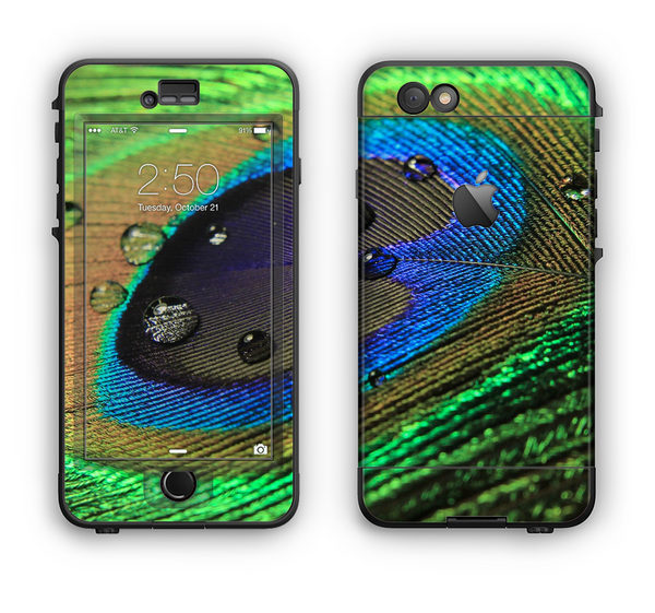 The Watered Neon Peacock Feather Apple iPhone 6 LifeProof Nuud Case Skin Set