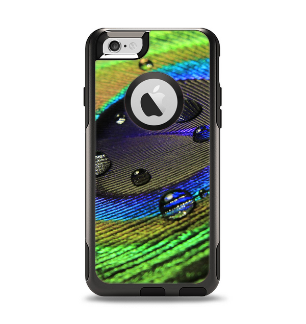The Watered Neon Peacock Feather Apple iPhone 6 Otterbox Commuter Case Skin Set