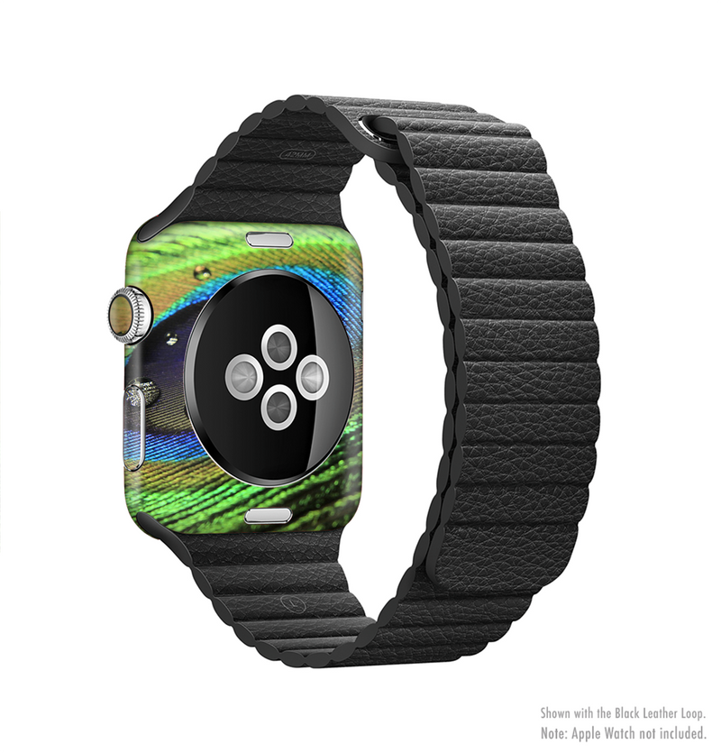 The Watered Neon Peacock Feather Full-Body Skin Kit for the Apple Watch
